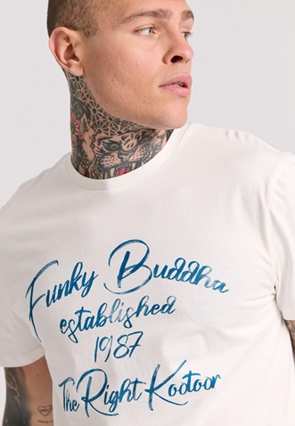 FUNKY BUDDHA-Ανδρικό t-shirt FUNKY BUDDHA FBM009-097-04 λευκό
