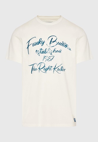 FUNKY BUDDHA-Ανδρικό t-shirt FUNKY BUDDHA FBM009-097-04 λευκό