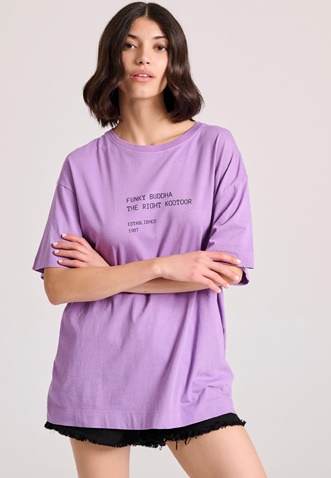 FUNKY BUDDHA-Γυναικείο t-shirt  FUNKY BUDDHA FBL009-120-04 μοβ