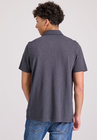 FUNKY BUDDHA-Ανδρική polo μπλούζα FUNKY BUDDHA Garment dyed FBM009-011-11 ανθρακί