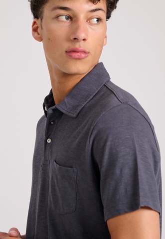FUNKY BUDDHA-Ανδρική polo μπλούζα FUNKY BUDDHA Garment dyed FBM009-011-11 ανθρακί