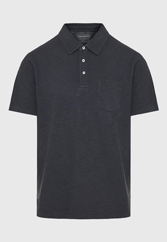 FUNKY BUDDHA-Ανδρική polo μπλούζα FUNKY BUDDHA Garment dyed FBM009-011-11 ανθρακί