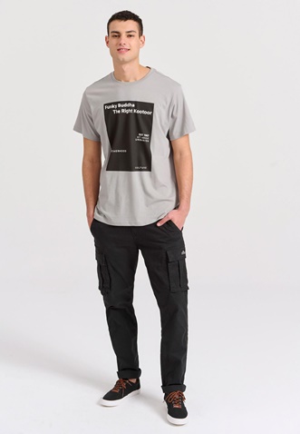 FUNKY BUDDHA-Ανδρικό t-shirt FUNKY BUDDHA FBM009-311-04 γκρι 
