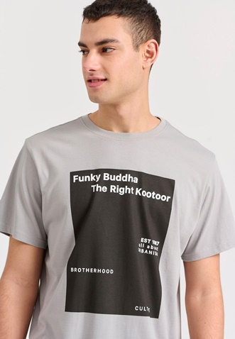 FUNKY BUDDHA-Ανδρικό t-shirt FUNKY BUDDHA FBM009-311-04 γκρι 