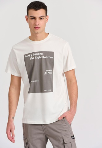 FUNKY BUDDHA-Ανδρικό t-shirt FUNKY BUDDHA FBM009-311-04 λεύκο