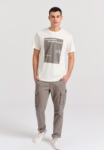 FUNKY BUDDHA-Ανδρικό t-shirt FUNKY BUDDHA FBM009-311-04 λεύκο