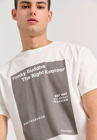 FUNKY BUDDHA-Ανδρικό t-shirt FUNKY BUDDHA FBM009-311-04 λεύκο