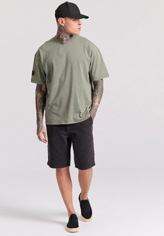 FUNKY BUDDHA-Ανδρική jean βερμούδα FUNKY BUDDHA FBM009-083-03 γκρι 