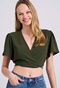 FUNKY BUDDHA-Γυναικείο cropped top FUNKY BUDDHA FBL009-121-17 χακί