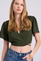 FUNKY BUDDHA-Γυναικείο cropped top FUNKY BUDDHA FBL009-121-17 χακί