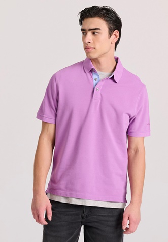 FUNKY BUDDHA-Ανδρική polo μπλούζα FUNKY BUDDHA FBM009-010-11 ροζ