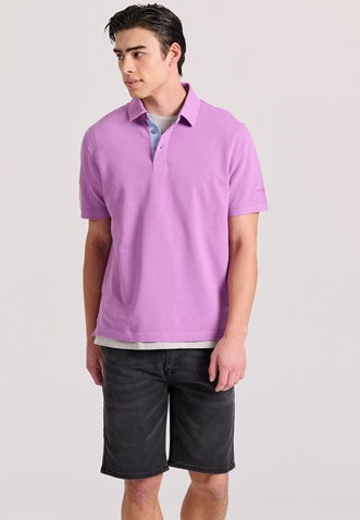 FUNKY BUDDHA-Ανδρική polo μπλούζα FUNKY BUDDHA FBM009-010-11 ροζ