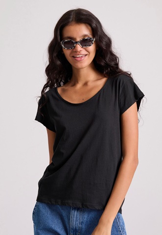 FUNKY BUDDHA-Γυναικείο t-shirt  FUNKY BUDDHA FBL009-105-04 μαύρο