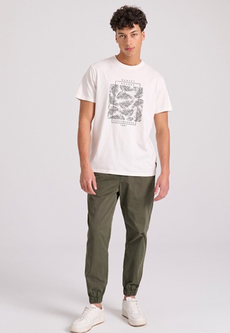 FUNKY BUDDHA-Ανδρικό chino παντελόνι FUNKY BUDDHA Garment dyed FBM009-013-02 χακί