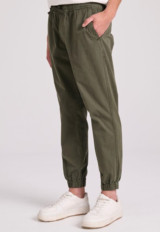 FUNKY BUDDHA-Ανδρικό chino παντελόνι FUNKY BUDDHA Garment dyed FBM009-013-02 χακί