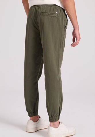 FUNKY BUDDHA-Ανδρικό chino παντελόνι FUNKY BUDDHA Garment dyed FBM009-013-02 χακί