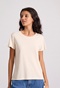 FUNKY BUDDHA-Γυναικείο t-shirt  FUNKY BUDDHA FBL009-103-04 μπεζ