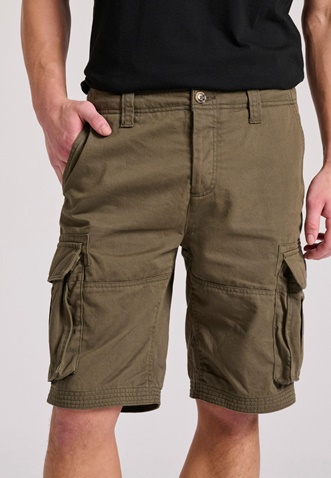 FUNKY BUDDHA-Ανδρική cargo βερμούδα FUNKY BUDDHA FBM009-031-03 χακί