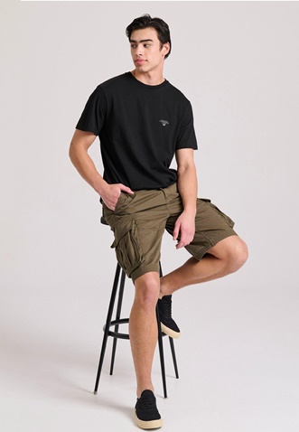 FUNKY BUDDHA-Ανδρική cargo βερμούδα FUNKY BUDDHA FBM009-031-03 χακί