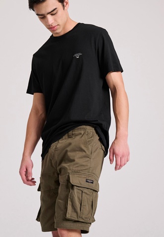 FUNKY BUDDHA-Ανδρική cargo βερμούδα FUNKY BUDDHA FBM009-031-03 χακί