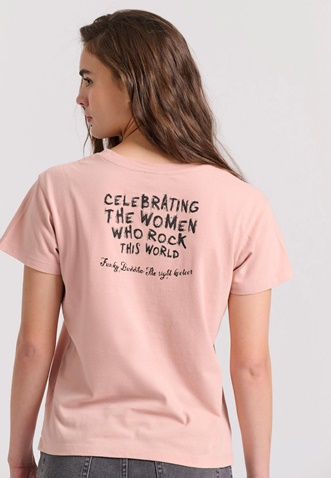 FUNKY BUDDHA-Γυναικείο t-shirt FUNKY BUDDHA  FBL009-124-04 ροζ