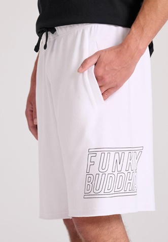 FUNKY BUDDHA-Ανδρική αθλητική βερμούδα FUNKY BUDDHA FBM009-051-03 λευκή