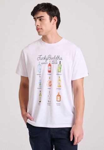 FUNKY BUDDHA-Ανδρικό t-shirt FUNKY BUDDHA FBM009-304-04 λευκό