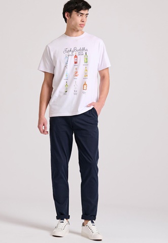 FUNKY BUDDHA-Ανδρικό t-shirt FUNKY BUDDHA FBM009-304-04 λευκό