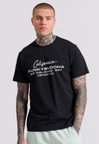 FUNKY BUDDHA-Aνδρικό T-shirt FUNKY BUDDHA FBM009-017-04 μαύρο