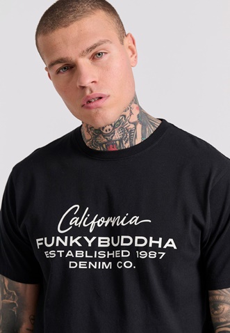 FUNKY BUDDHA-Aνδρικό T-shirt FUNKY BUDDHA FBM009-017-04 μαύρο