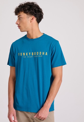 FUNKY BUDDHA-Ανδρικό t-shirt FUNKY BUDDHA FBM009-010-04 μπλε