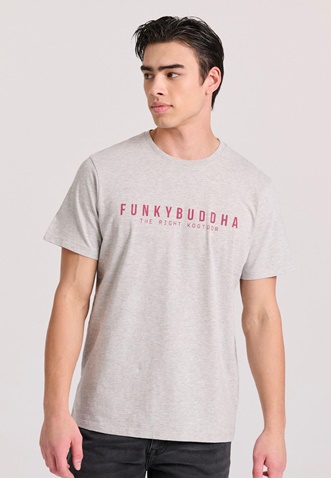 FUNKY BUDDHA-Aνδρικό T-shirt  FUNKY BUDDHA FBM009-010-04 γκρι