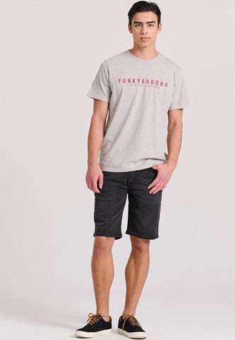 FUNKY BUDDHA-Aνδρικό T-shirt  FUNKY BUDDHA FBM009-010-04 γκρι
