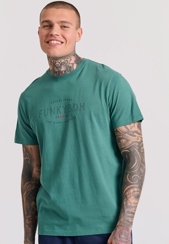FUNKY BUDDHA-Ανδρικό t-shirt FUNKY BUDDHA FBM009-094-04 πράσινο
