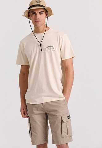 FUNKY BUDDHA-Ανδρικό t-shirt FUNKY BUDDHA FBM009-043-04 εκρού 