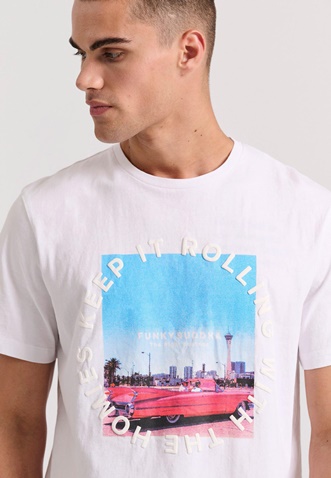 FUNKY BUDDHA-Ανδρικό t-shirt FUNKY BUDDHA λευκό 
