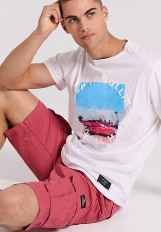 FUNKY BUDDHA-Ανδρικό t-shirt FUNKY BUDDHA λευκό 