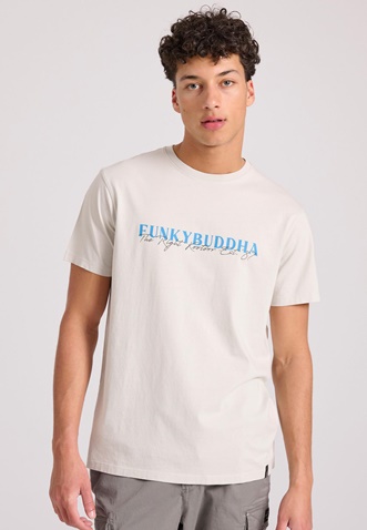 FUNKY BUDDHA-Ανδρικό t-shirt FUNKY BUDDHA FBM009-095-04 γκρι