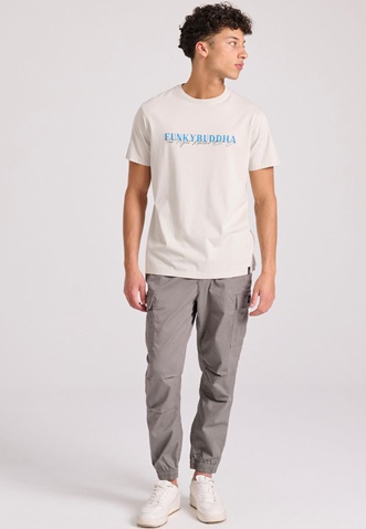 FUNKY BUDDHA-Ανδρικό t-shirt FUNKY BUDDHA FBM009-095-04 γκρι