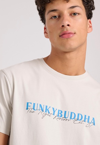 FUNKY BUDDHA-Ανδρικό t-shirt FUNKY BUDDHA FBM009-095-04 γκρι