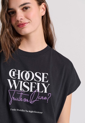 FUNKY BUDDHA-Γυναικείο t-shirt FUNKY BUDDHA FBL009-111-04 μαύρο