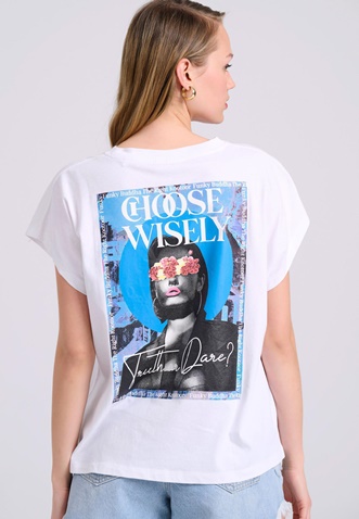 FUNKY BUDDHA-Γυναικείο t-shirt FUNKY BUDDHA FBL009-111-04 λευκό