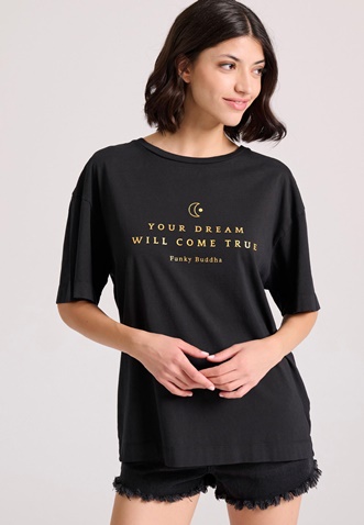 FUNKY BUDDHA-Γυναικείο t-shirt FUNKY BUDDHA FBL009-167-04 μαύρο 
