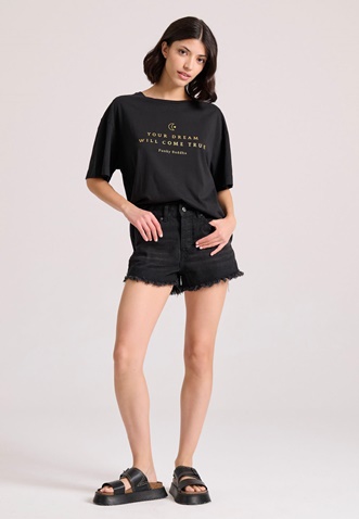 FUNKY BUDDHA-Γυναικείο t-shirt FUNKY BUDDHA FBL009-167-04 μαύρο 
