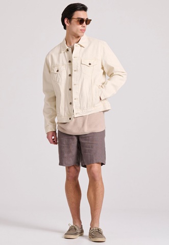 FUNKY BUDDHA-Ανδρική λινή chino βερμούδα FUNKY BUDDHA  FBM009-009-03 καφέ 