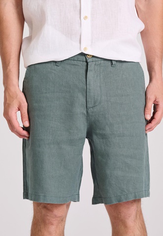 FUNKY BUDDHA-Ανδρική λινή chino βερμούδα FUNKY BUDDHA  FBM009-009-03  πράσινη 
