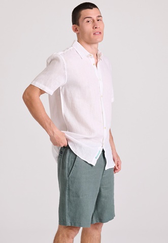 FUNKY BUDDHA-Ανδρική λινή chino βερμούδα FUNKY BUDDHA  FBM009-009-03  πράσινη 