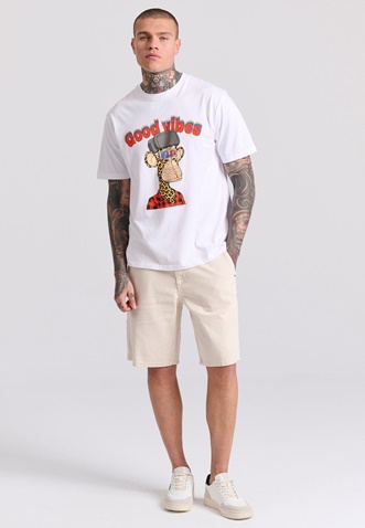 FUNKY BUDDHA-Ανδρική jean βερμούδα FUNKY BUDDHA FBM009-083-03 εκρού 