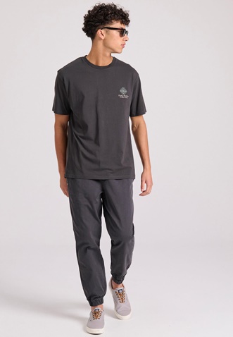 FUNKY BUDDHA-Ανδρικό chino παντελόνι FUNKY BUDDHA Garment dyed FBM009-013-02 γκρι