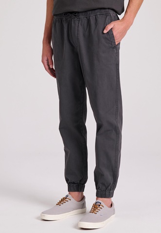 FUNKY BUDDHA-Ανδρικό chino παντελόνι FUNKY BUDDHA Garment dyed FBM009-013-02 γκρι